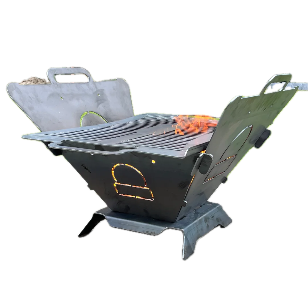 MasterBBQ #1 - składane palenisko ogrodowe z rusztem - grill i ognisko 2w1